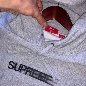 SUPREME SS16 MOTION LOGO HOODIE HEATHER GREY